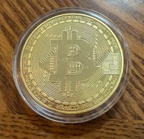 Moneta Bitcoin commemorativa placcata oro – 1/4 oz rame .999