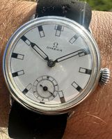 Rare 1936 OMEGA WW2 Vintage Trench Watch Enamel Sector Dial!