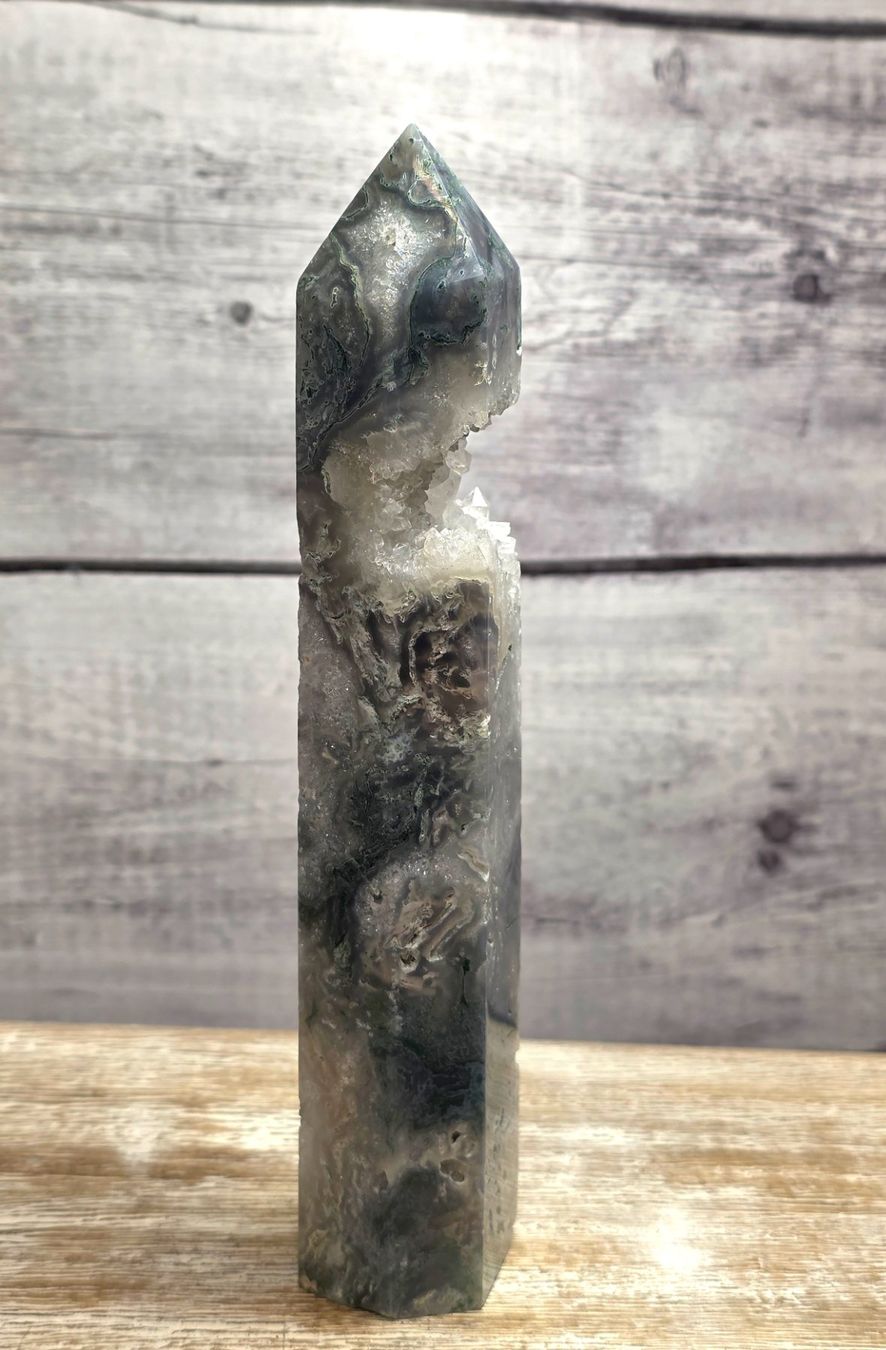 Minerali & Pietre curative: Moosachat Obelisk mit toller Druse 445g – Nuovo e nell'imballaggio originale da Matzingen venduto da Shay_Crystalz 2