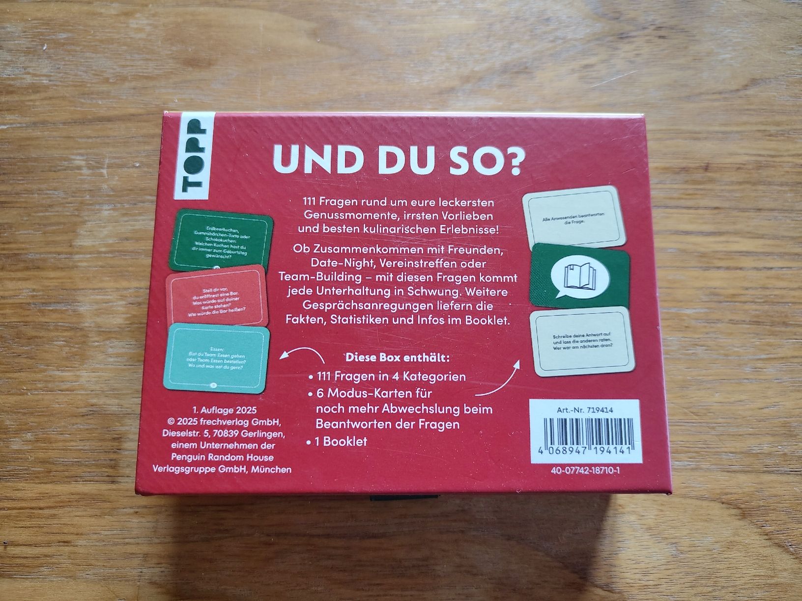 Giochi: Und du so? - Konversationskarten rund ums Essen – Nuovo (secondo la descrizione) da Staufen venduto da metalhead77 1