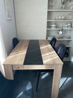 Esstisch Holz Optik mit schwarzem Einsatz 160x80cm guter Zus