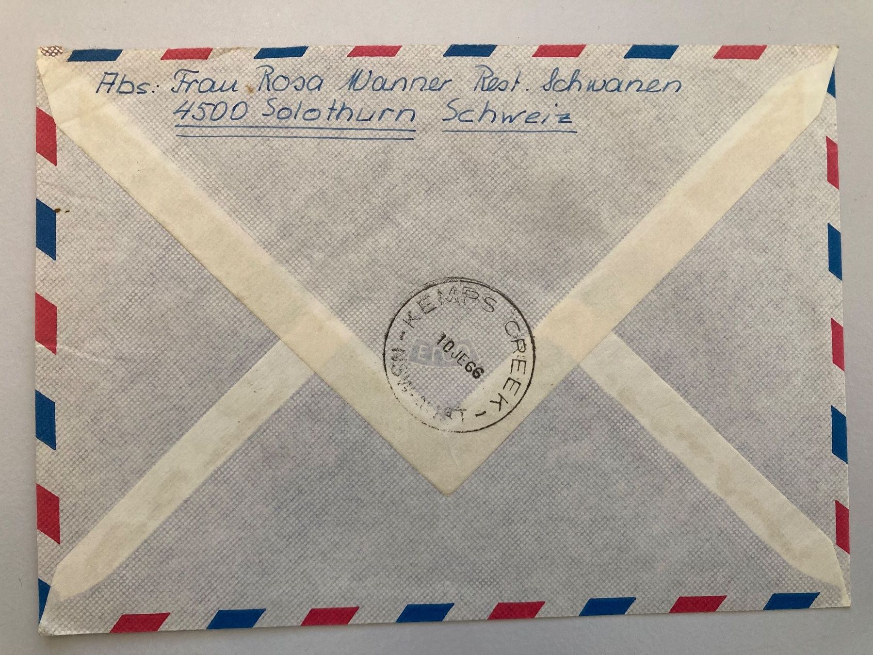 Tutti i francobolli: Luftpostbrief Block die fünfte Schweiz 1966 – Usato da Solothurn venduto da ehe_8spw 1