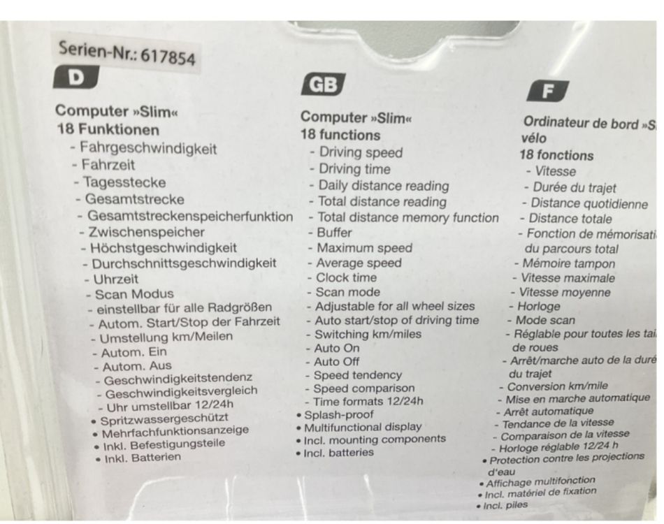 Fischer Pezzi di ricambio: Neuer Fischer Velo-Computer Slim – 18 Funktionen Top! – Nuovo e nell'imballaggio originale da Schönengrund venduto da VwRacer01 1