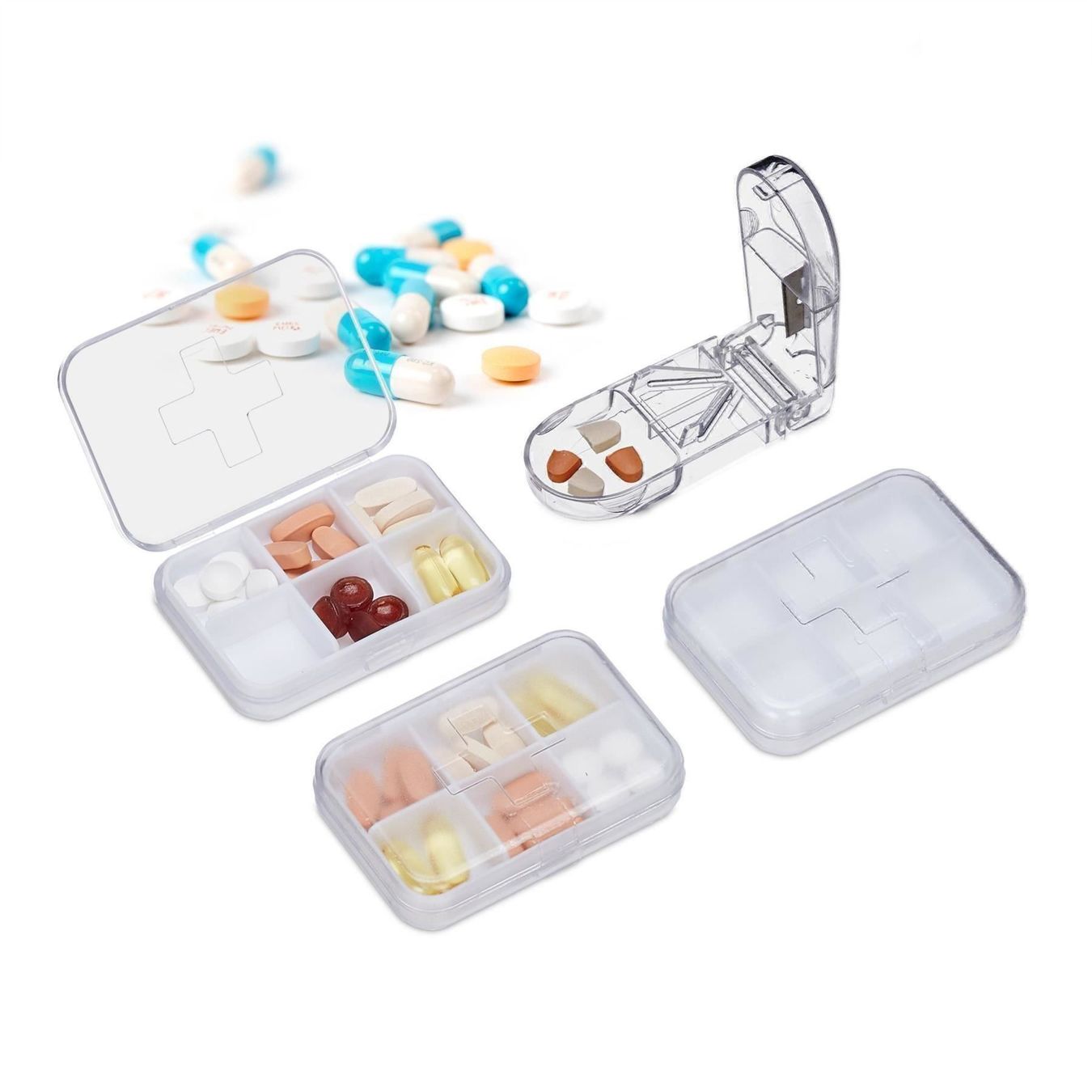 Contenitori & Simili: Pillendose + Tablettenteiler im 3er Set – Nuovo e nell'imballaggio originale da Gerlafingen venduto da Tsuru