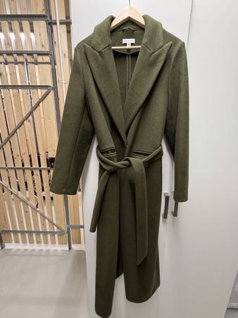 TOPSHOP Damen Mantel Khaki / Olive mit Gürtel – Grösse 42