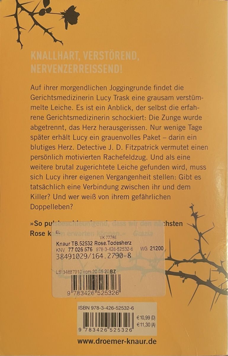 Bücher: TODESHERZ - KAREN ROSE - THRILLER - TASCHENBUCH – Gebraucht aus Buchs AG von fischli610 1