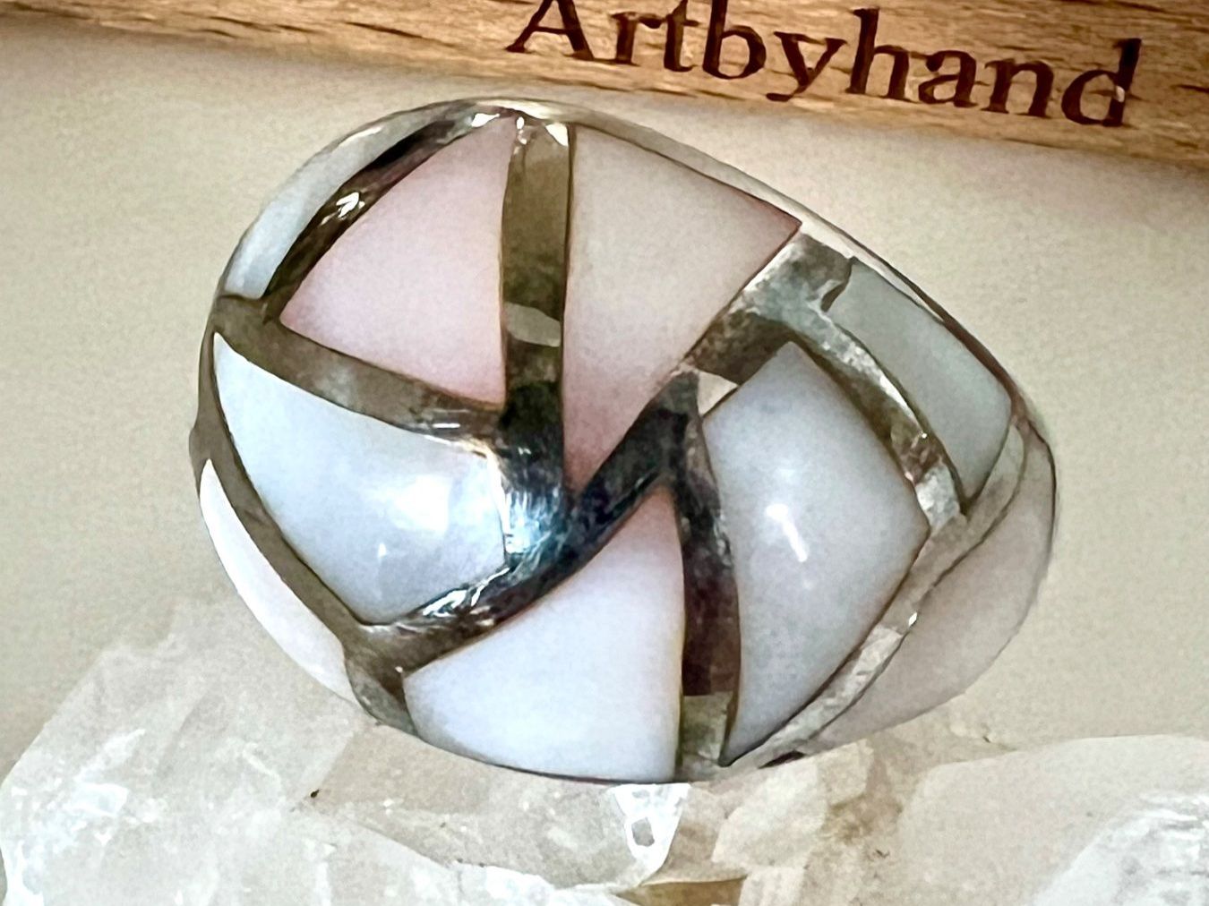 Ringe: Silber 925 - Architektonischer Designer Ring mit Perlmutt – Gebraucht aus Ruswil von artbyhand 6