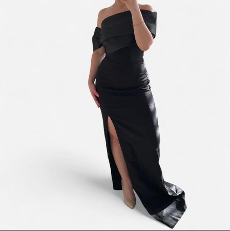 Bridesmaid, schwarzes Abendkleid mit Schlitz, Grösse 36
