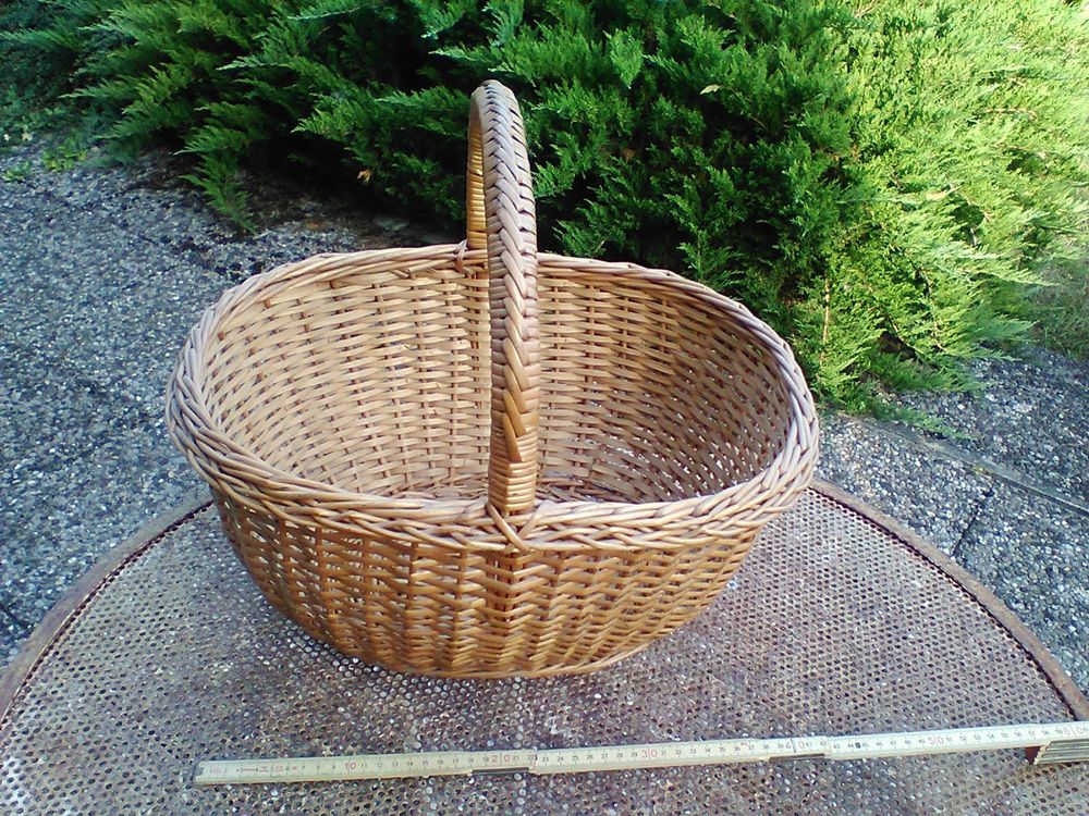 Panier en osier avec anse vintage | Panier tressé étroit avec poignées | Panier décoratif avec poignées - France