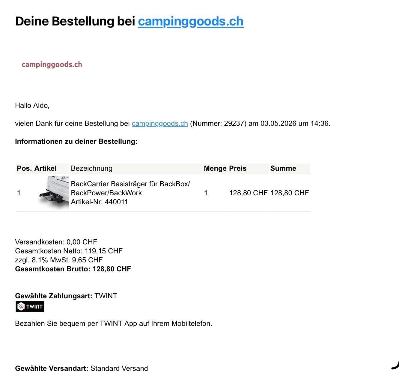Travi: Backpack Transportplattform inkl. Backcarrier Basisträger – Usato da Cazis venduto da petra610 4