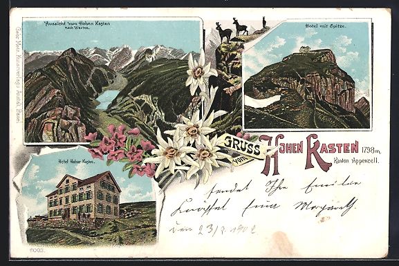 Cartoline postali: Litho Hoher Kasten, Hotel mit Spitze, Au – Usato da Berlin venduto da bartko-reher