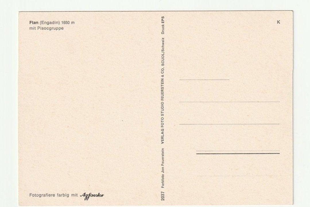 Cartoline postali: Ftan, Engadin mit Pisocgruppe, Graubünden – Nuovo (secondo la descrizione) da St. Gallen venduto da Ricardo_Deals 1