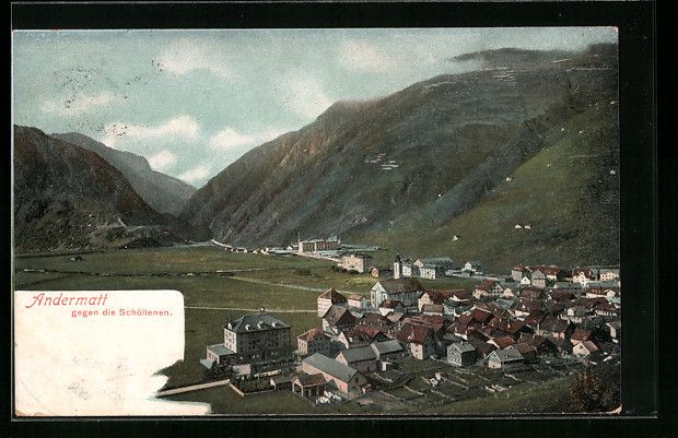 Ansichtskarten: Litho Andermatt, Stadtansicht gegen die  – Gebraucht aus Berlin von bartko-reher