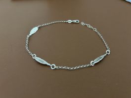 Armband/Fusskettchen aus Echtsilber mit Feder Motiv