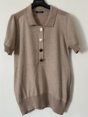 MORGAN Polo Pullover Gr M beige-goldig, wir neu