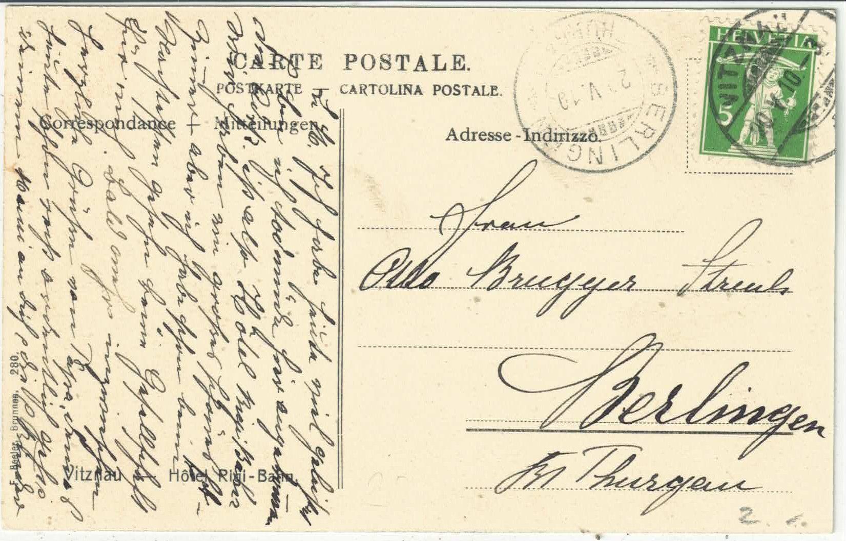 Cartoline postali: Vitznau - Hotel Rigi-Bahn – Usato da Ettingen venduto da Kartenplanet 1