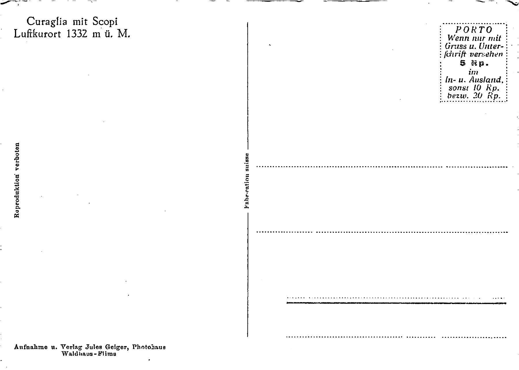Ansichtskarten: Curaglia, Piz Scopi – Gebraucht aus Ottikon b.Kemptth. von Neptun1974 1
