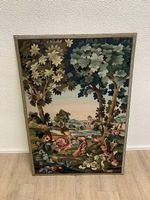Vintage Wandteppich Gobelin Paradiesvögel in Parklandschaft