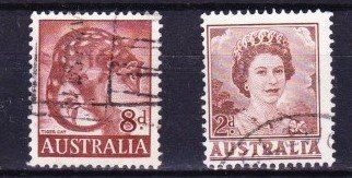 Tutti i francobolli: 2 timbres AUSTRALIE - 1960-62 - Obl. – Usato da Blonay venduto da Leglaude_01