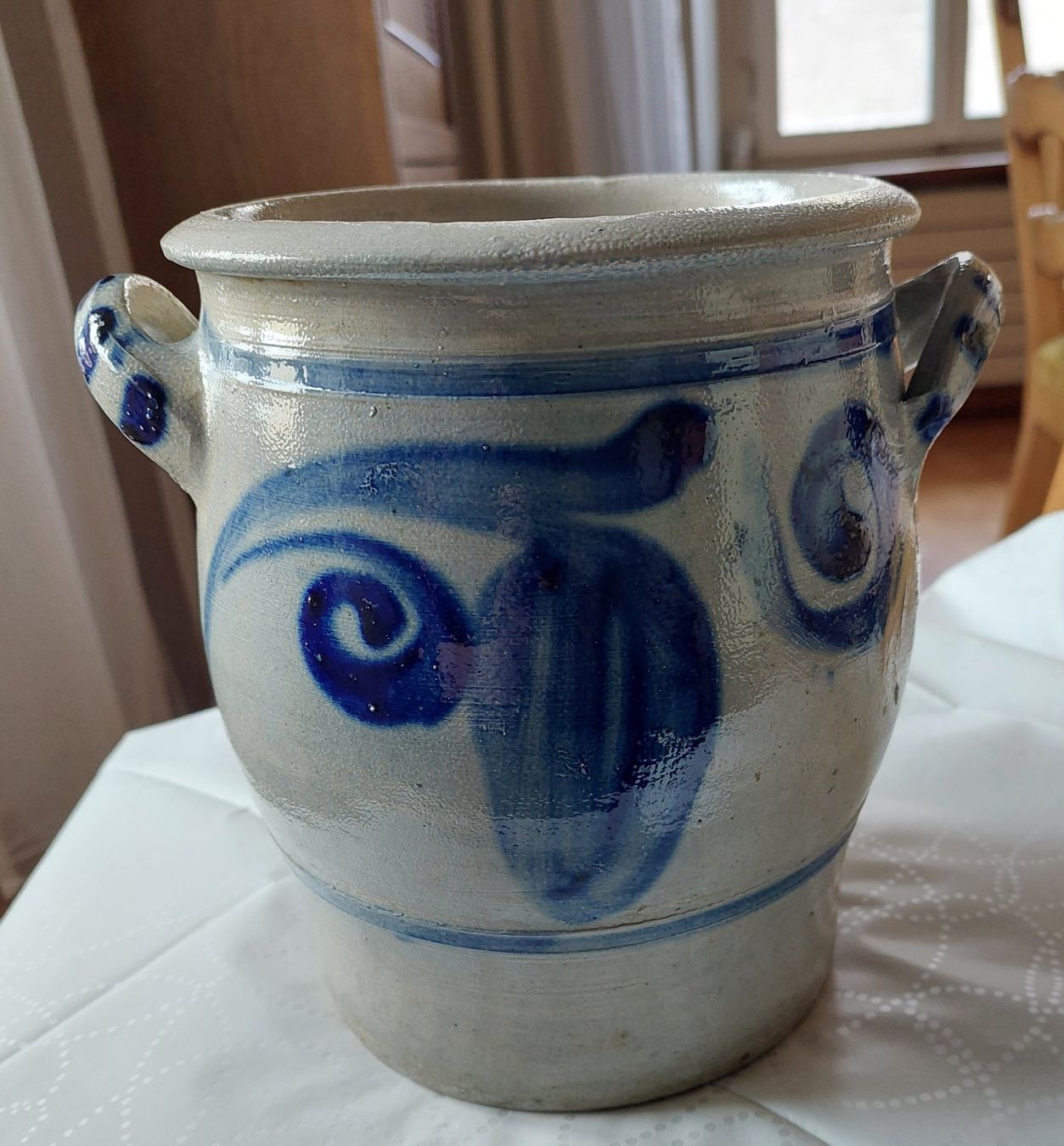 Casseroles: Rustikale Vintage Tontopf ,mit blauem Dekor ,ein Hingucker – D'occasion à Veltheim AG par fredy_richner 1