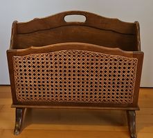 Vintage Zeitschriftenständer Holz/Rattan, top Zustand!