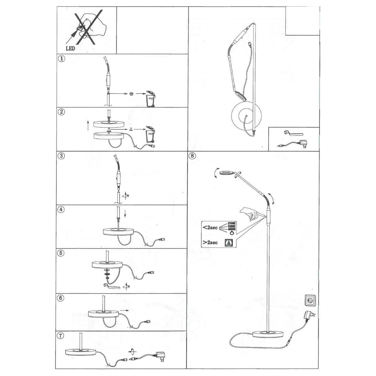 Lampade: LED Stehleuchte, Chrom, 150 cm Höhe – Nuovo (secondo la descrizione) da Kreuzlingen venduto da Smart-Light 6