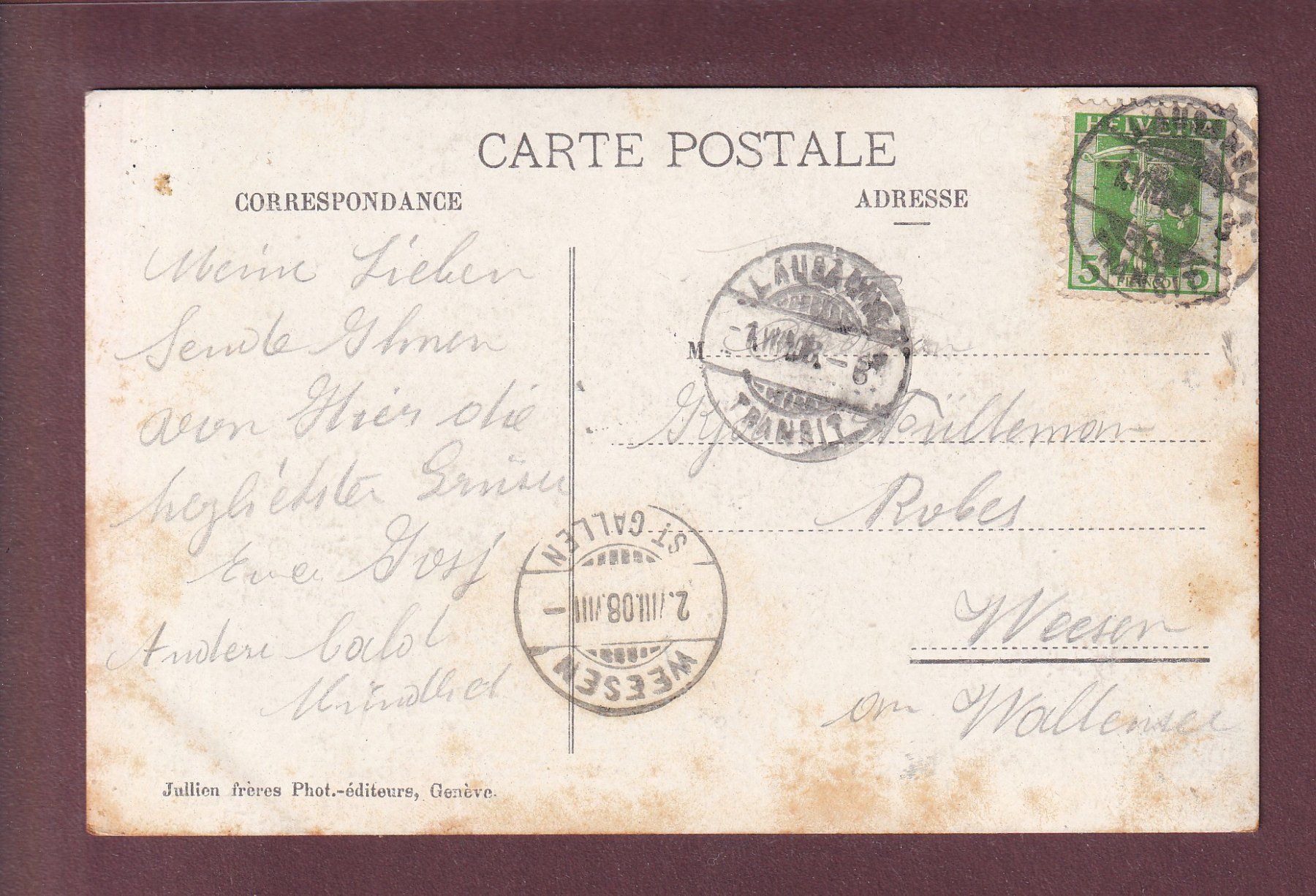 Cartoline postali: LAUSANNE - Concert à Montbenon - 1908 – Usato da Pully venduto da nicecards 1