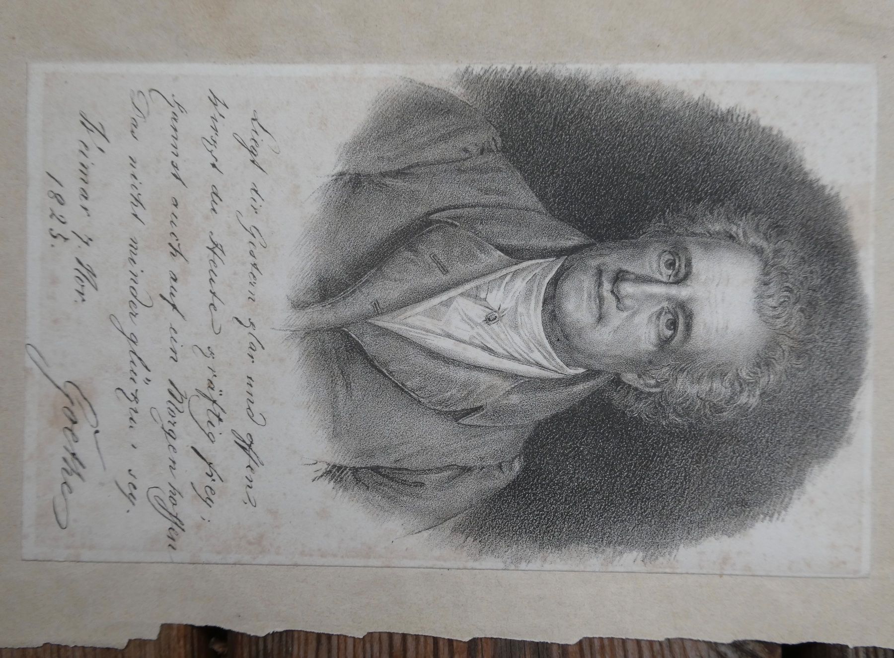 Stiche: antiker Stich oder  Lithographie Goethe Portrait 1825 – Gebraucht aus Lüchingen von Eeizo 1