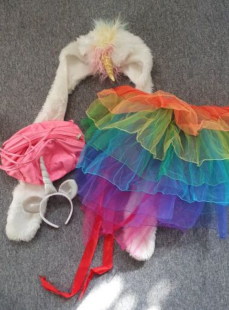 Einhorn Kostüm Regenbogen Tutu Kleid Fasnacht Karneval Gr. S