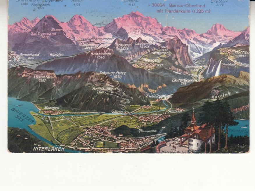 Cartoline postali: Berner Oberland mit Harder Kulm 1914 – Usato da Bürglen TG venduto da StampGraf