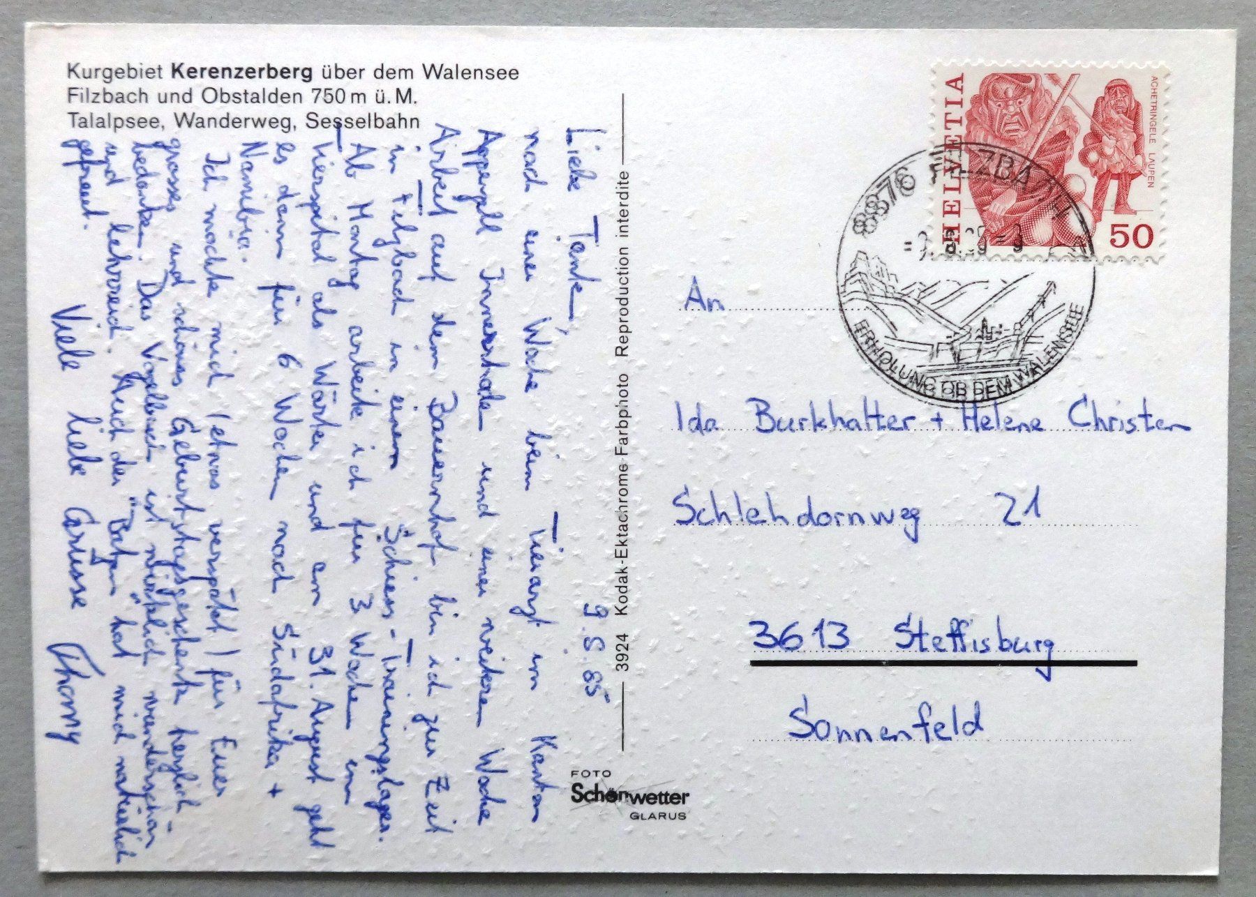 Cartoline postali: Kerenzerberg über dem Walensee – Usato da Fétigny venduto da Billy2miny 1