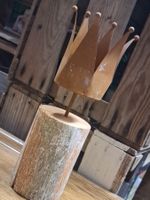 Kerzenhalter edelrodt auf Holzsockel shabby, 27 cm
