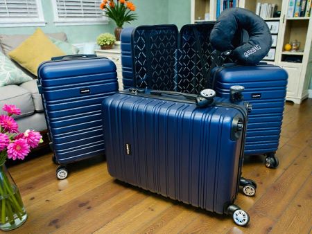 5er Koffer SET S M L XL bis 71cm + Flugzeugkissen BLAU NEU