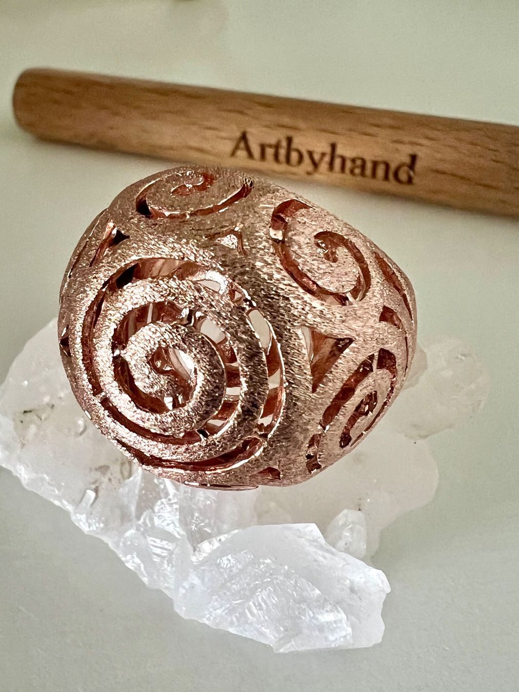 Anelli: Statement Ring Roségolden Spiral Design durchbrochen Gr. 62 – Usato da Ruswil venduto da artbyhand 3