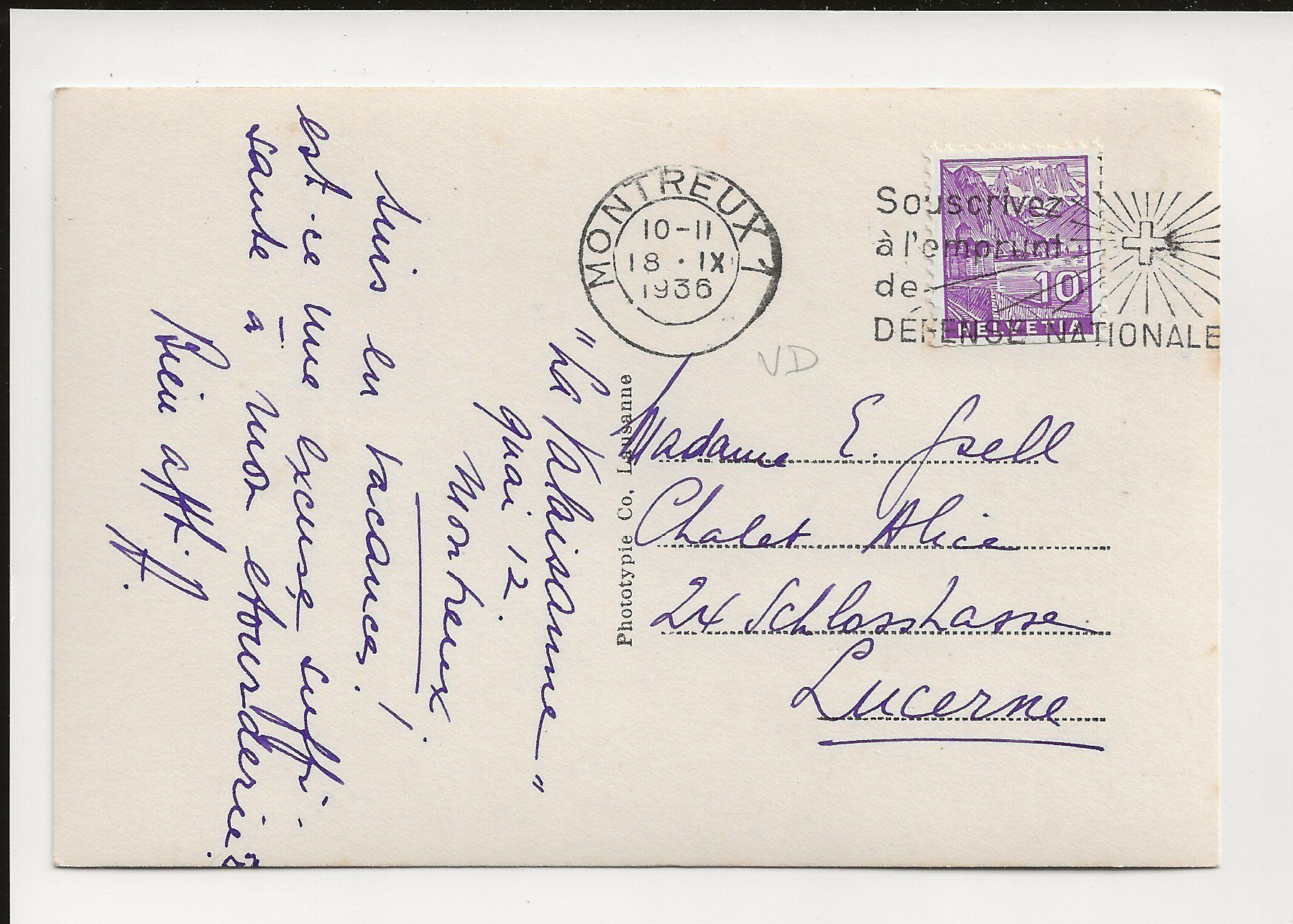 Cartoline postali: AK 1936 Montreux am Genfersee – Usato da Greifensee venduto da 315WDO 1