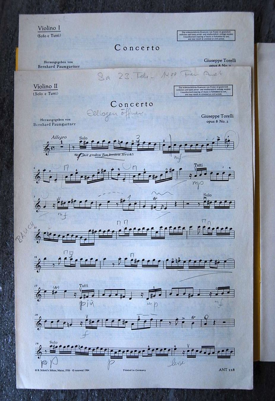 Libri: Antiqua: G. Torelli - Concerto – Usato da Rüfenacht BE venduto da Toro06 3