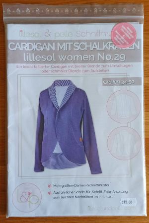 Papierschnittmuster "Cardigan mit Schalkragen", l&p, neu/OVP