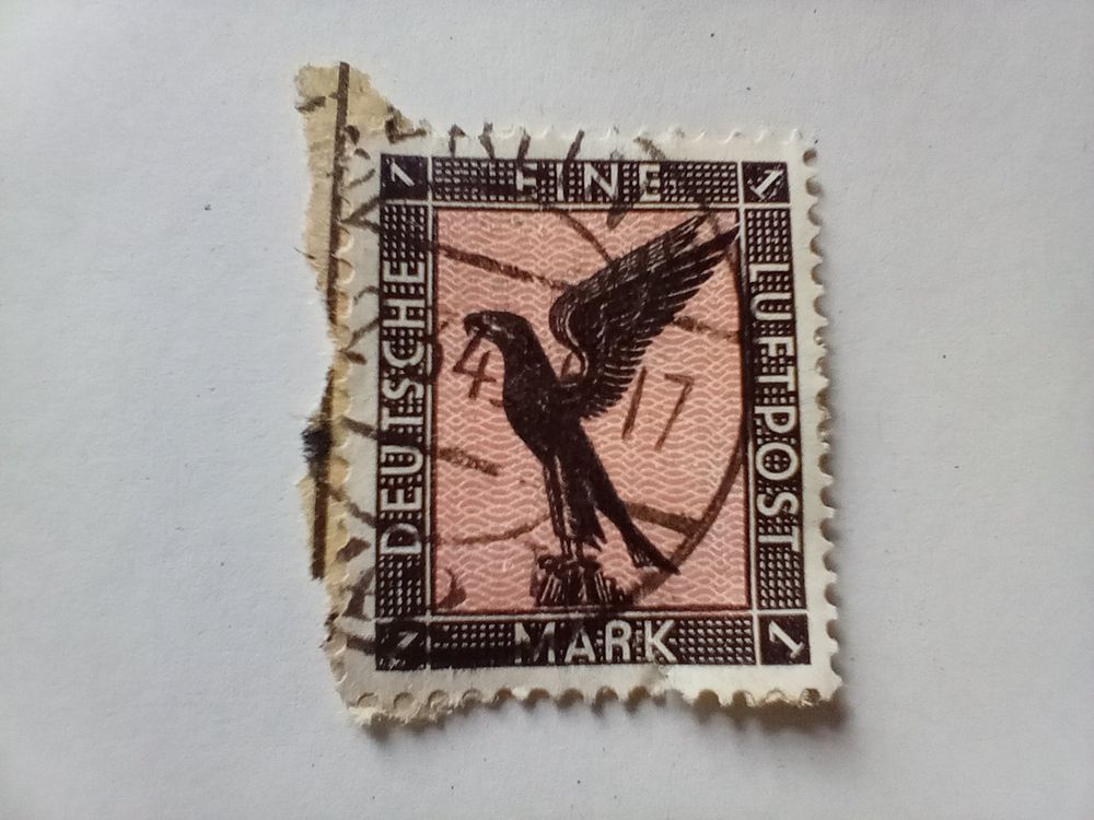 Alte Deutsche Luftpost Briefmarke 1 Mark 1917 Adler Stempel | Kaufen ...