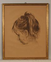 Kämmer, Bleistiftzeichnung Mädchenkopf, 40 x 33 cm