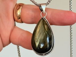 Collier vintage avec pendentif pierre Labradorite