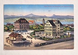 Meilen - Bahnhof - Strassenbahn - Dampfzug - Bellevue - 1921