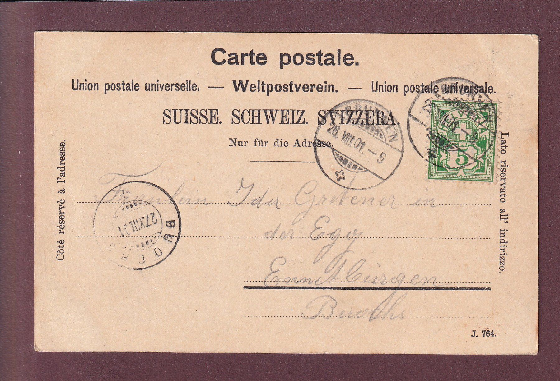 Cartoline postali: TREIB - 1901 – Usato da Pully venduto da nicecards 1