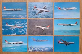 SWISSAIR ca. 1970-1980 - 9 Ansichtskarten