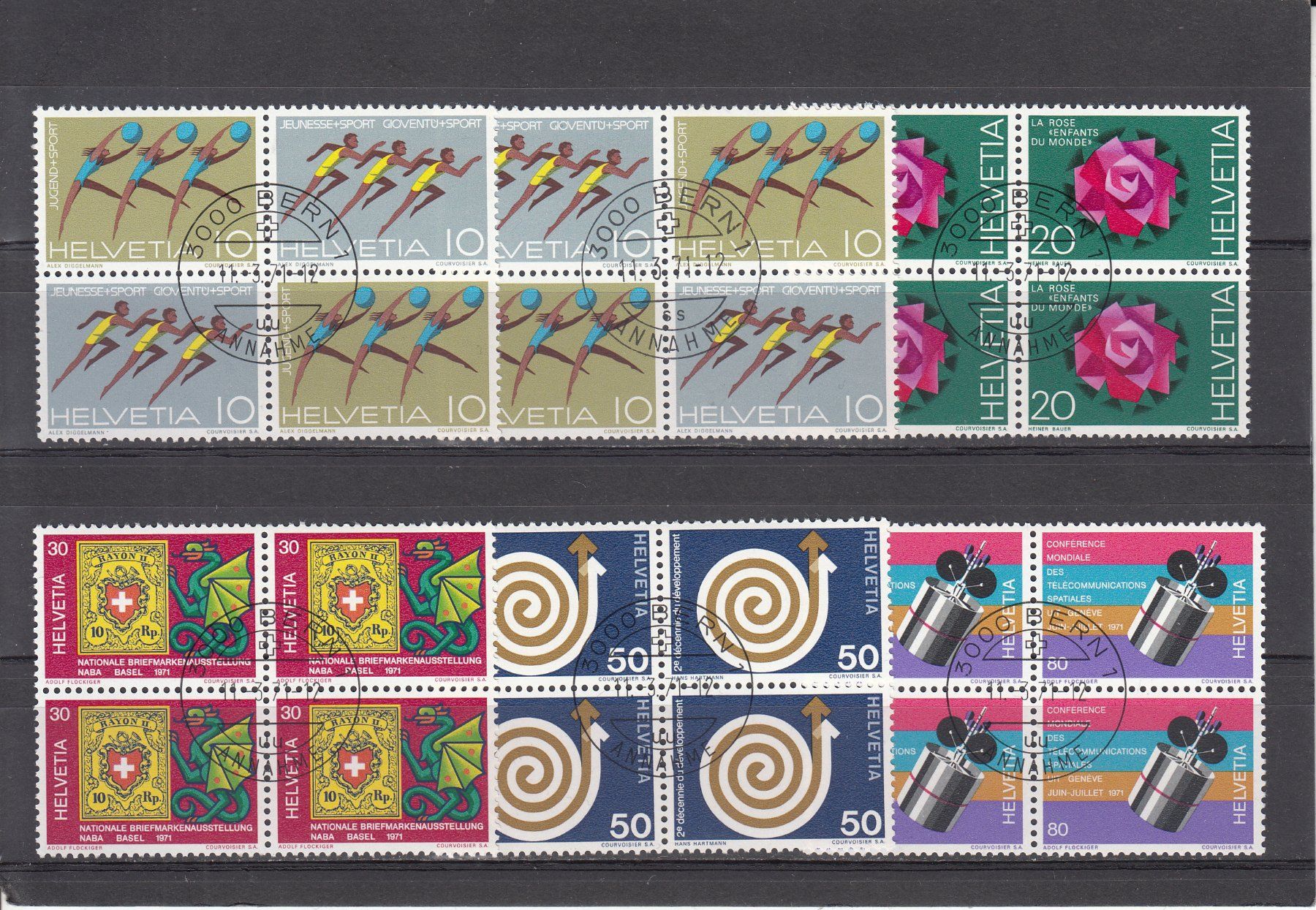 Alle Briefmarken: SBK 490 - 495 im 4er-Block mit ET – Gebraucht aus Bürglen TG von StampGraf