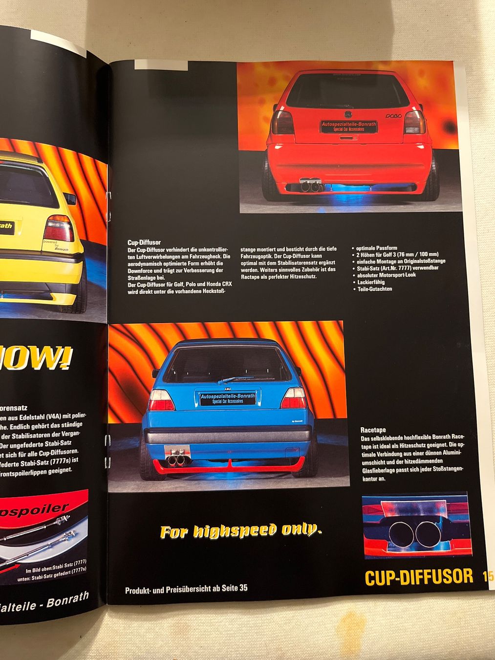 VW Documenti: Bonrath Tuning  2000 VW Audi Prospekt – Usato da Goldach venduto da SSRConzept 2