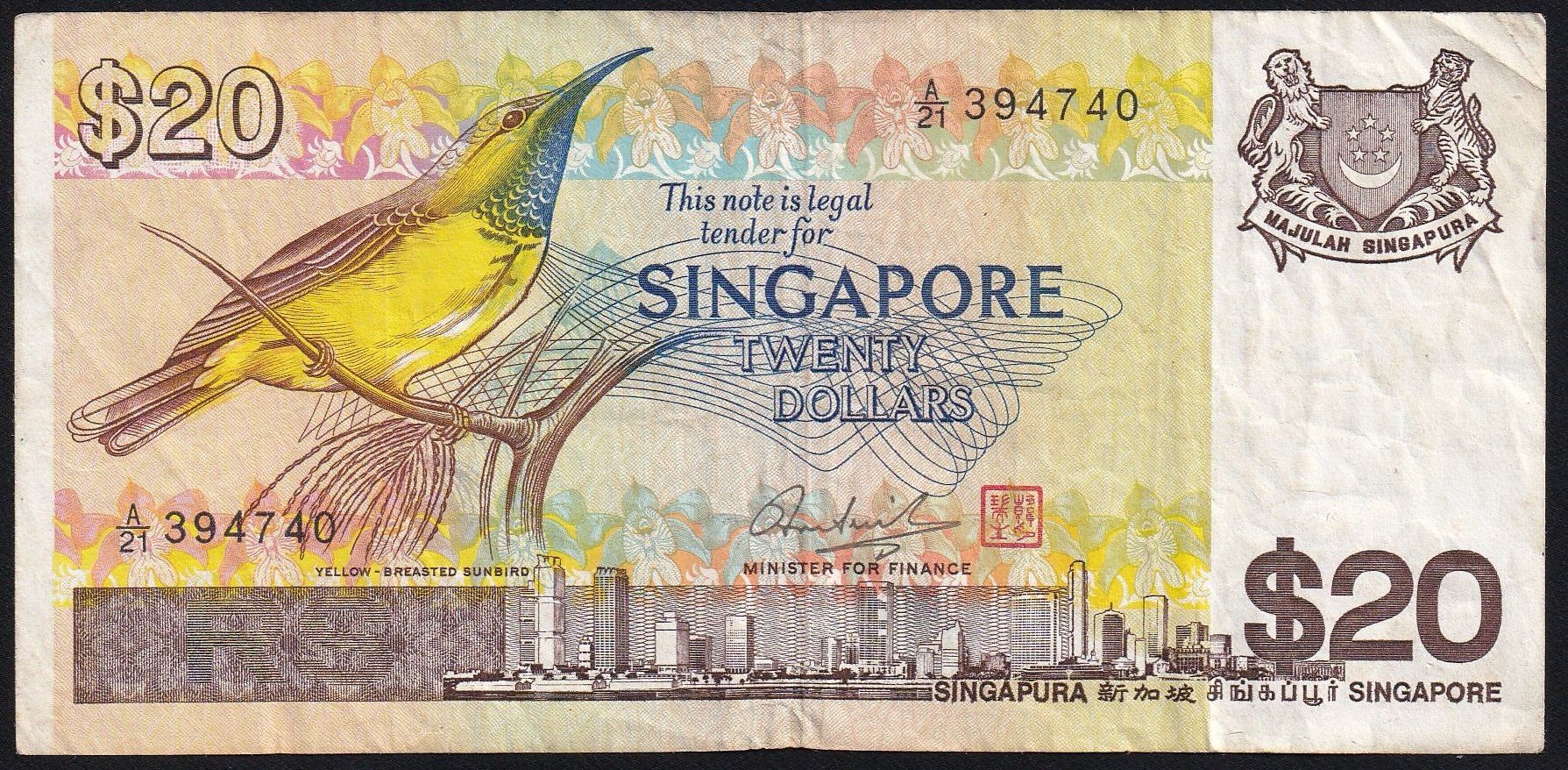Banconote: Singapur 20 Dollars 1979 Concorde – Usato da Brugg AG venduto da banknoten_muesli