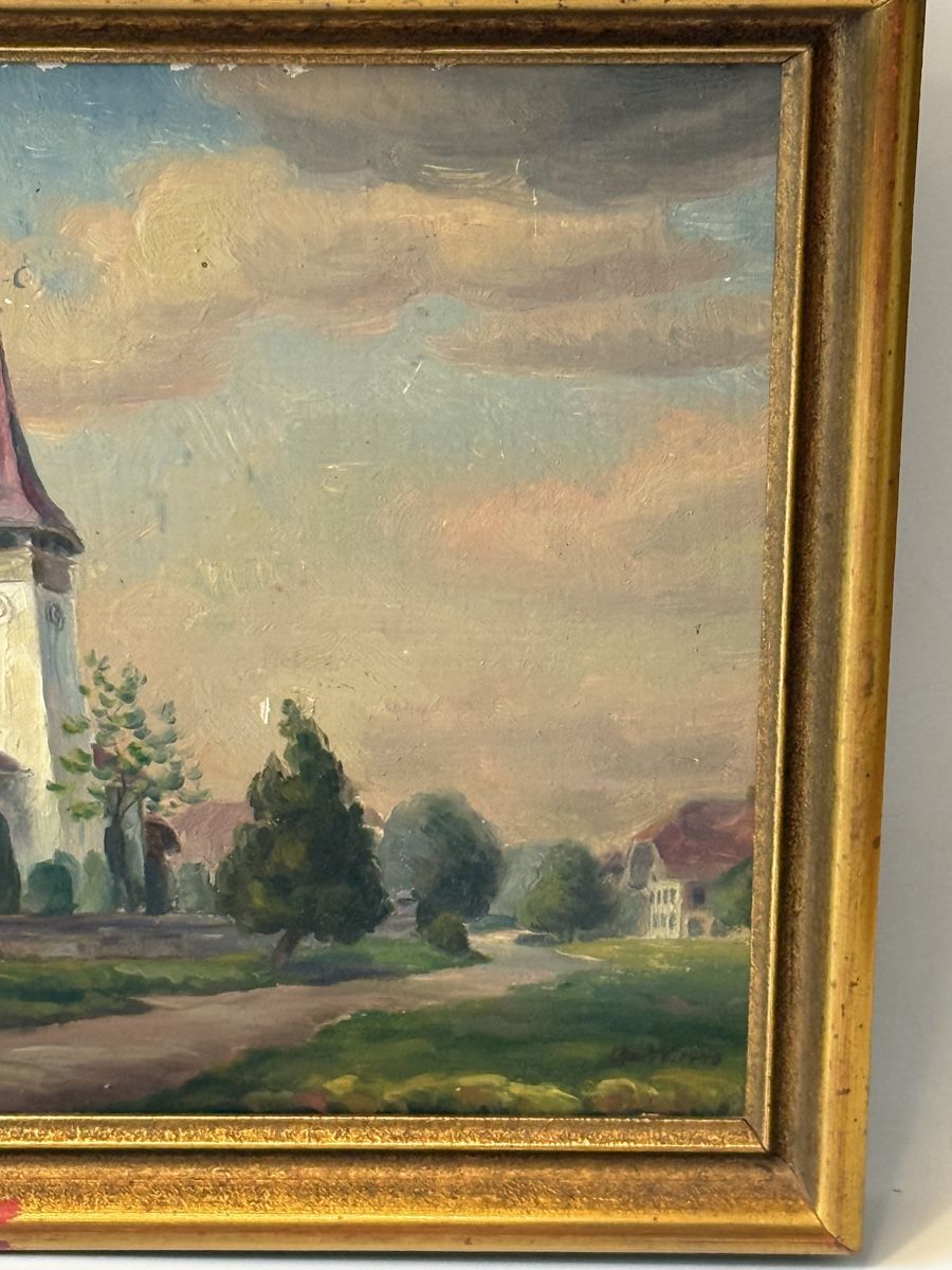 Dipinti: Ölgemälde Kirchlindach b. Bern von Wohlgenemuth 1949 – Usato da Grenchen venduto da swiss.antiques 3