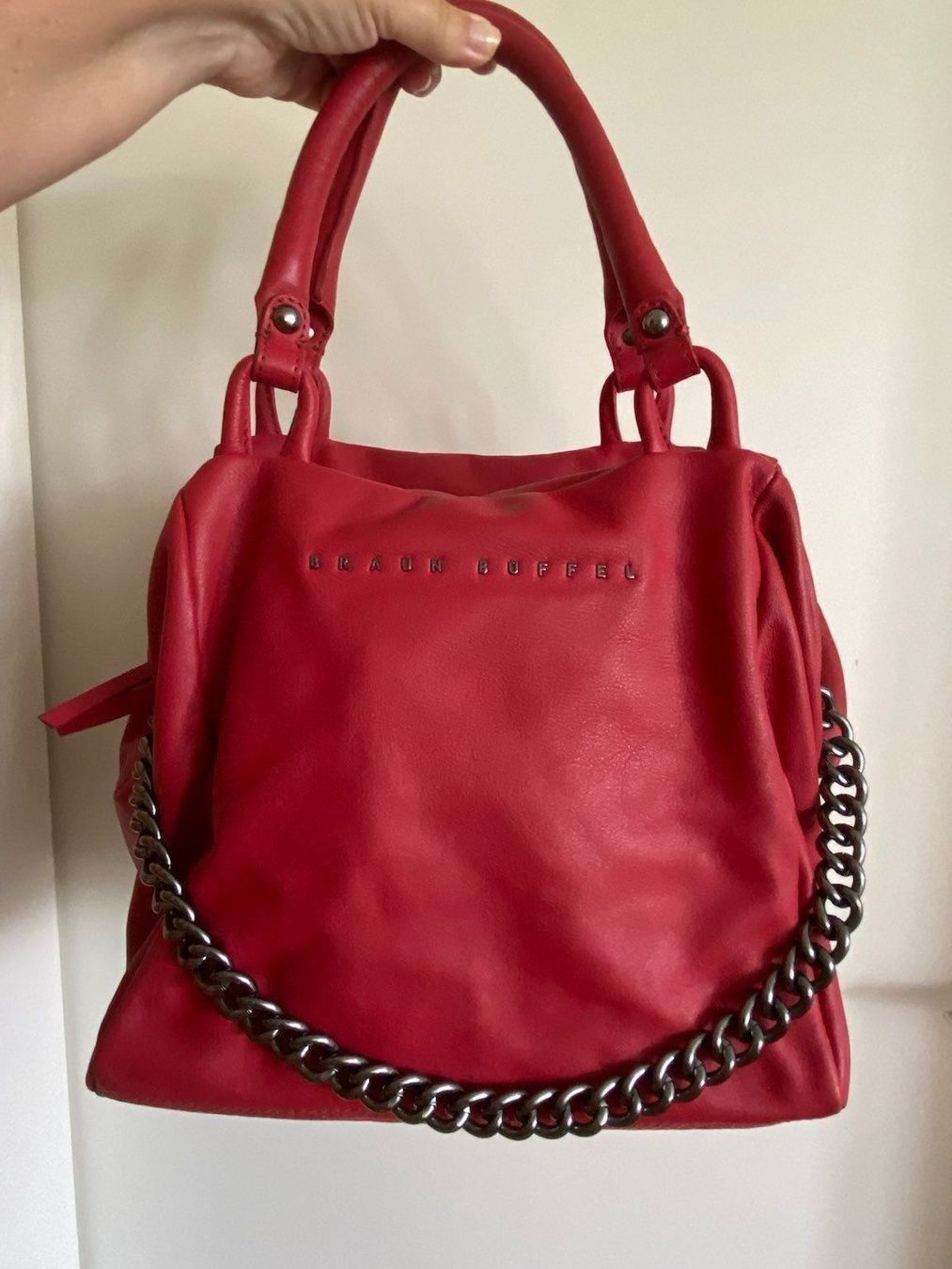 Borse da donna: Rote Braun Büffel Leder Handtasche – Usato da Hünenberg venduto da a.u.849