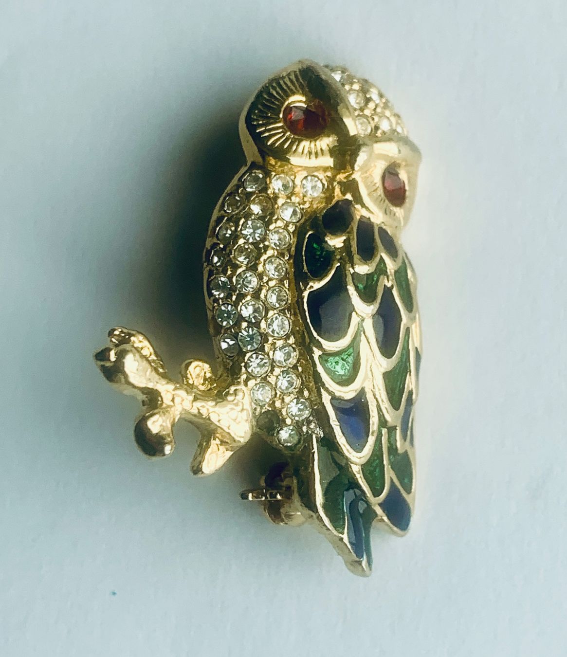 Spille & Fermagli: Vintage Eulenbrosche, goldfarben, emailliert, Strass, – Usato da Bern venduto da Flora.Sonea 2