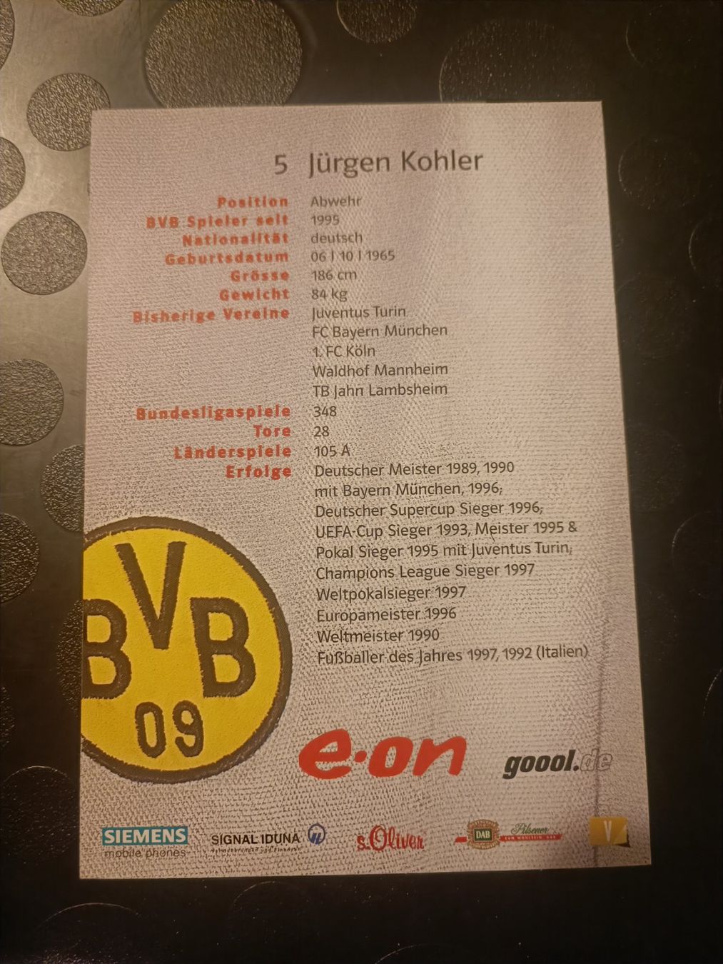 Autografi: Jürgen Kohler - handsigniert BVB - Borussia Dortmund – Usato da Menziken venduto da Artographs 1